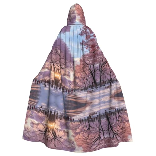 Halloween-Kapuzenumhang für Damen und Herren, Motiv: Schnee im Park, Hexenumhang, Robe, Karneval, Cosplay, Kostümpartys von HDSKFNS