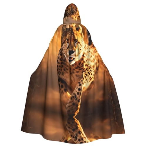 Halloween-Kapuzenumhang mit Leopardenmuster für Damen und Herren, Hexenumhang, Robe, Karneval, Cosplay, Kostüm, Partys, Schwarz von HDSKFNS