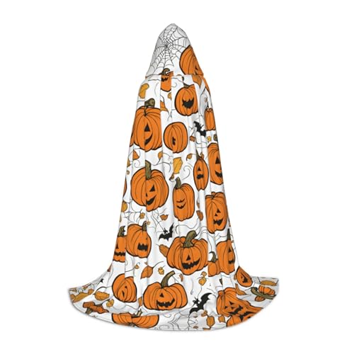 Halloween-Kürbis-Muster, Kapuzenumhang, Maskerade, Cosplay-Kostüm, Unisex, Hexenmantel mit Kapuze, Umhang, Schwarz, Small von HDSKFNS