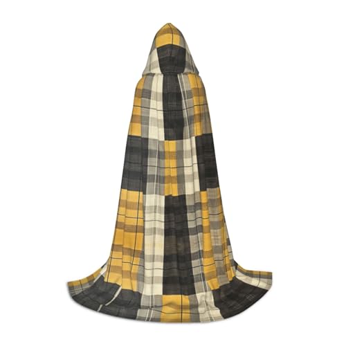 Halloween-Umhang mit Kapuze, Maskerade, Cosplay, Kostüm, Unisex, Hexenmantel mit Kapuze, Gelb / Grau / Schwarz, Schwarz, Small von HDSKFNS