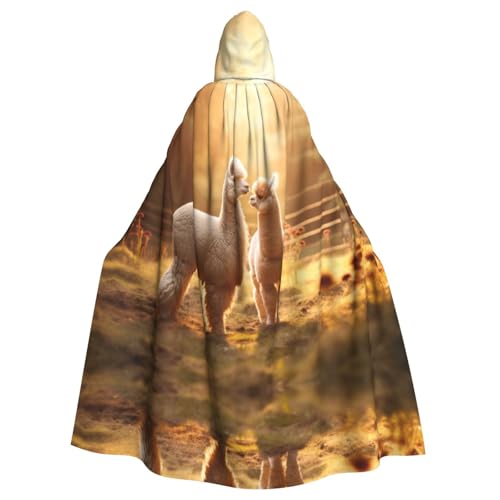 Hexenumhang mit Aufschrift "I Love Alpacas", Halloween, Weihnachten, Karneval, Cosplay, Kostüm, Party, Umhang, Schwarz von HDSKFNS
