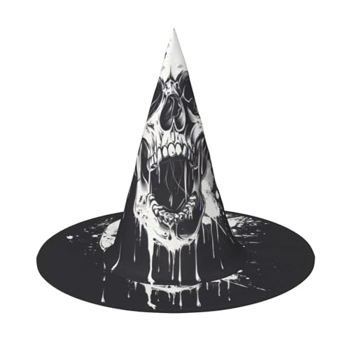 Horror-Geister-Schädel-Druck, Halloween, Hexenhut, Zaubererhut für Partys, perfektes Accessoire für Kostüme, Urlaubsparty von HDSKFNS