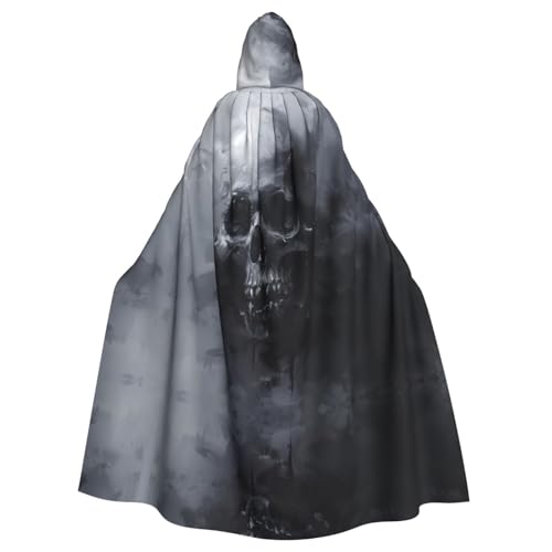 Horror-Geister-Schädel-Druck, Halloween-Kapuzenumhang für Damen und Herren, Hexenumhang, Robe, Karneval, Cosplay, Kostüm, Partys, Schwarz von HDSKFNS