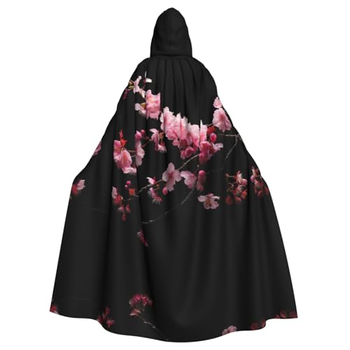Japanischer Kirschblumen-Druck, Halloween-Kapuzenumhang für Damen und Herren, Hexenumhang, Robe, Karneval, Cosplay, Kostümpartys von HDSKFNS