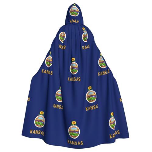 Kansas Hexenumhang mit Staatsflagge, Halloween, Weihnachten, Karneval, Cosplay, Kostüm, Party, Umhang, Schwarz, Einheitsgröße von HDSKFNS