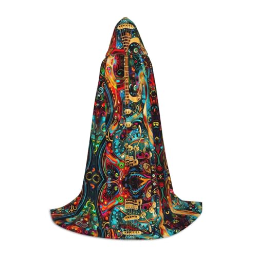 Kapuzenumhang mit Gitarren-Motiv, Unisex, Hexenmantel, Umhang mit Kapuze, Umhang, Schwarz, Small Kapuzenumhang mit Gitarren-Motiv, Unisex, Hexenmantel, Umhang mit Kapuze, Umhang, Schwarz, Small von HDSKFNS