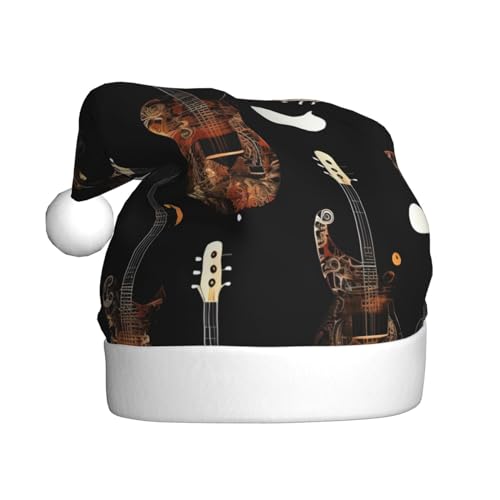 Kunst-Gitarrenmuster-Druck, Weihnachtsmütze, Weihnachtsmannmütze, Kostüm, Zubehör für Weihnachten, Neujahr, Urlaub, Party, Kopfbedeckung Kunst-Gitarrenmuster-Druck, Weihnachtsmütze, Weihnachtsmannmütze, Kostüm, Zubehör für Weihnachten, Neujahr, Urlaub, Party, Kopfbedeckung von HDSKFNS