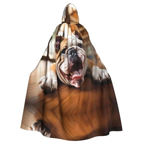 Lustiger Umhang mit englischer Bulldogge mit Kapuze für Damen und Herren, Hexenumhang, Robe, Karneval, Cosplay, Kostüm, Partys, Schwarz von HDSKFNS