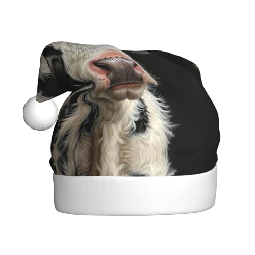 Niedliche Kuh-Weihnachtsmütze, Weihnachtsmannmütze, Kostüm, Zubehör für Weihnachten, Neujahr, Urlaub, Party, Kopfbedeckung von HDSKFNS