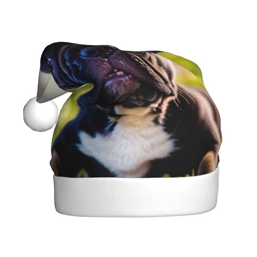 Niedlicher schwarzer Mops, Weihnachtsmütze, Weihnachtsmannmütze, Kostüm, Zubehör für Weihnachten, Neujahr, Urlaub, Party, Kopfbedeckung Niedlicher schwarzer Mops, Weihnachtsmütze, Weihnachtsmannmütze, Kostüm, Zubehör für Weihnachten, Neujahr, Urlaub, Party, Kopfbedeckung von HDSKFNS