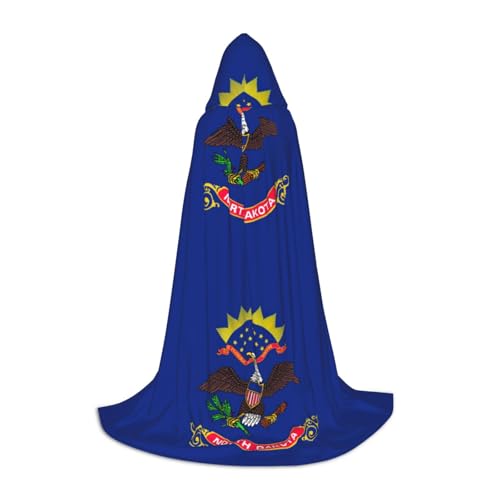North Dakota Umhang mit Kapuze und Flagge, Unisex, Hexenmantel mit Kapuze, Umhang, Schwarz, Medium von HDSKFNS