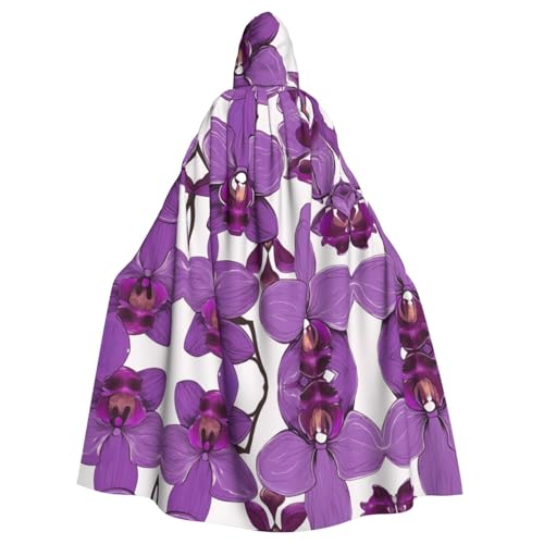 Purple Orchid Design01 Print Halloween Kapuzenumhang für Damen Herren Hexenumhang Robe Karneval Cosplay Kostüm Partys von HDSKFNS