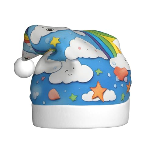 Regenbogen-Wolken-Regentropfen-Weihnachtsmütze, Weihnachtsmannmütze, Kostümzubehör für Weihnachten, Neujahr, Urlaub, Party, Kopfbedeckung Regenbogen-Wolken-Regentropfen-Weihnachtsmütze, Weihnachtsmannmütze, Kostümzubehör für Weihnachten, Neujahr, Urlaub, Party, Kopfbedeckung von HDSKFNS
