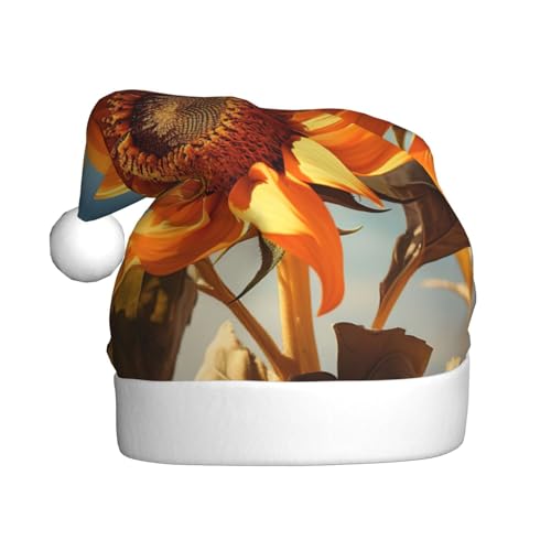Schöne Sonnenblumen-Weihnachtsmütze, Weihnachtsmannmütze, Kostüm, Zubehör für Weihnachten, Neujahr, Urlaub, Party, Kopfbedeckung Schöne Sonnenblumen-Weihnachtsmütze, Weihnachtsmannmütze, Kostüm, Zubehör für Weihnachten, Neujahr, Urlaub, Party, Kopfbedeckung von HDSKFNS