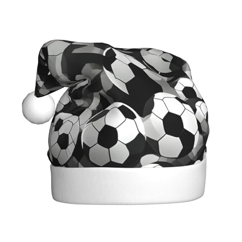 Schwarz-weißes Fußball-Muster, Weihnachtsmütze, Weihnachtsmannmütze, Kostüm, Zubehör für Weihnachten, Neujahr, Urlaub, Party, Kopfbedeckung Schwarz-weißes Fußball-Muster, Weihnachtsmütze, Weihnachtsmannmütze, Kostüm, Zubehör für Weihnachten, Neujahr, Urlaub, Party, Kopfbedeckung von HDSKFNS