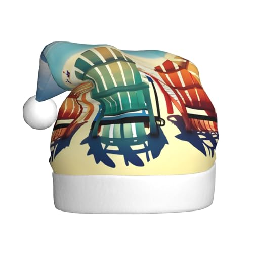 Strandszene mit Stühlen, Weihnachtsmütze, Weihnachtsmannmütze, Kostüm, Zubehör für Weihnachten, Neujahr, Urlaub, Party, Kopfbedeckung Strandszene mit Stühlen, Weihnachtsmütze, Weihnachtsmannmütze, Kostüm, Zubehör für Weihnachten, Neujahr, Urlaub, Party, Kopfbedeckung von HDSKFNS