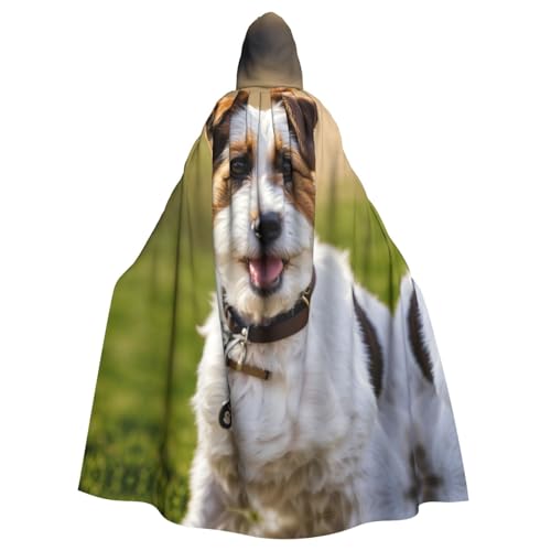 Süßer Hunde-Aufdruck, Halloween-Kapuzenumhang für Damen und Herren, Hexenumhang, Robe, Karneval, Cosplay, Kostüm, Partys, Schwarz von HDSKFNS