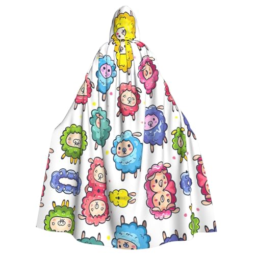 Süßes buntes Schaf, Cartoon-Muster, Halloween, Weihnachten, Hexenumhang, Robe, Karneval, Cosplay, Kostüm, Party, Umhang, schwarz Süßes buntes Schaf, Cartoon-Muster, Halloween, Weihnachten, Hexenumhang, Robe, Karneval, Cosplay, Kostüm, Party, Umhang, schwarz von HDSKFNS