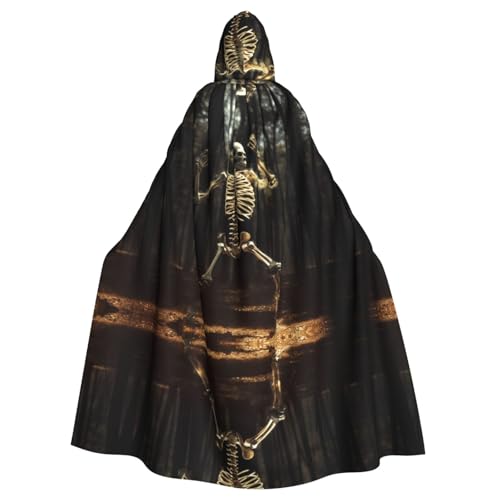 Tanzender Skelett-Bär-Druck, Halloween, Kapuzenumhang für Damen und Herren, Hexenumhang, Robe, Karneval, Cosplay, Kostüm, Partys, Schwarz von HDSKFNS