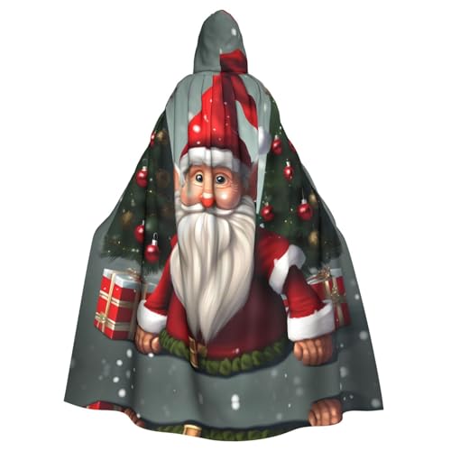 Traditioneller Weihnachtswichtel-Druck, Halloween, Kapuzenumhang für Damen und Herren, Hexenumhang, Robe, Karneval, Cosplay, Kostüm, Partys, Schwarz von HDSKFNS