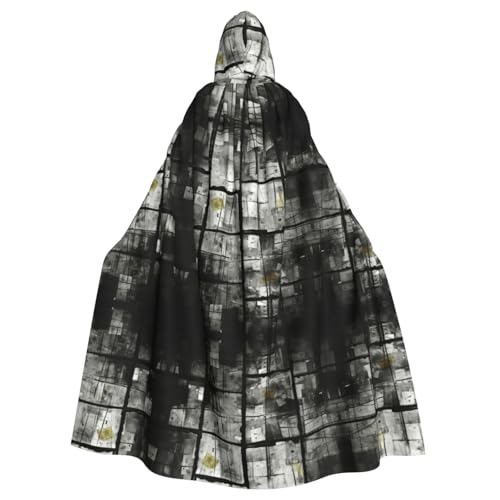 Umhang mit Kapuze, Mosaik, schwarzer Schattendruck, Halloween, für Damen und Herren, Hexenumhang, Robe, Karneval, Cosplay, Kostümpartys von HDSKFNS