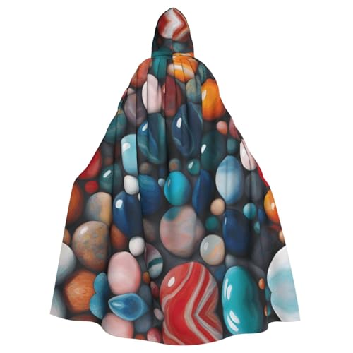 Umhang mit Kapuze und farbigem Marmor-Druck, für Damen und Herren, Hexenumhang, Robe, Karneval, Cosplay, Kostüm, Partys, Schwarz von HDSKFNS