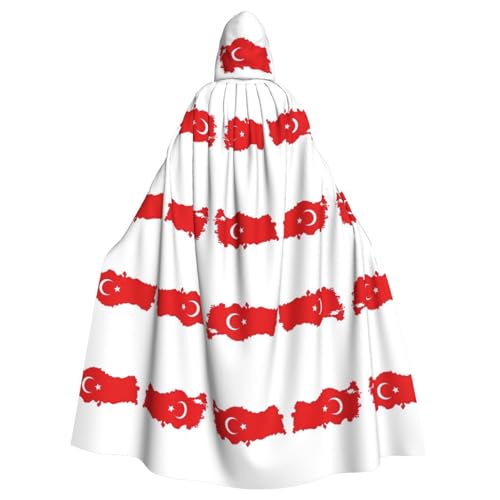 Umhang mit der Türkei-Flagge, mit Kapuze, für Damen, Herren, Hexenumhang, Robe, Karneval, Cosplay, Kostüm, Partys, Schwarz von HDSKFNS