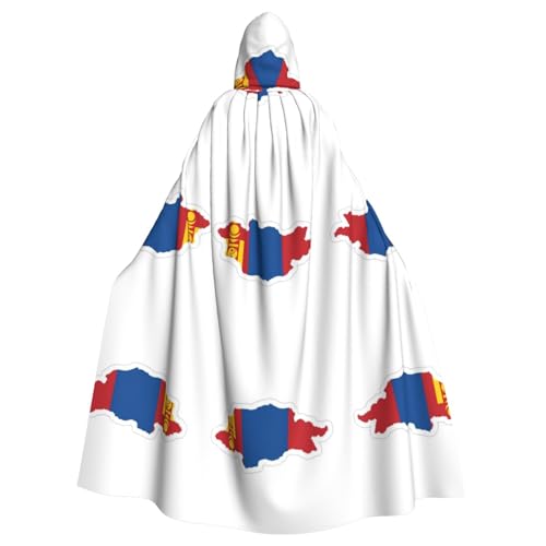 Umhang mit mongolischer Flagge, Halloween, Weihnachten, Hexenumhang, Karneval, Cosplay, Kostüm, Party, Umhang, Schwarz von HDSKFNS