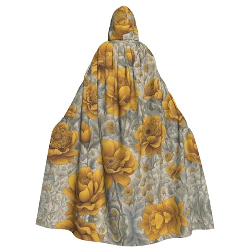 Umhang mit vielen goldenen Blumen und Kapuze, für Damen und Herren, Hexenumhang, Robe, Karneval, Cosplay, Kostümpartys von HDSKFNS