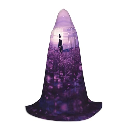 Violetter Halloween-Umhang mit Kapuze, Maskerade, Cosplay-Kostüm, Unisex, Hexenmantel mit Kapuze, Umhang, Schwarz, Large von HDSKFNS