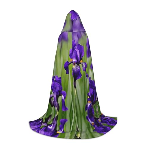Violetter Iris04-Aufdruck, Halloween-Kapuzenumhang, Maskerade, Cosplay-Kostüm, Unisex, Hexenmantel mit Kapuze, Umhang, Schwarz, Medium Violetter Iris04-Aufdruck, Halloween-Kapuzenumhang, Maskerade, Cosplay-Kostüm, Unisex, Hexenmantel mit Kapuze, Umhang, Schwarz, Medium von HDSKFNS