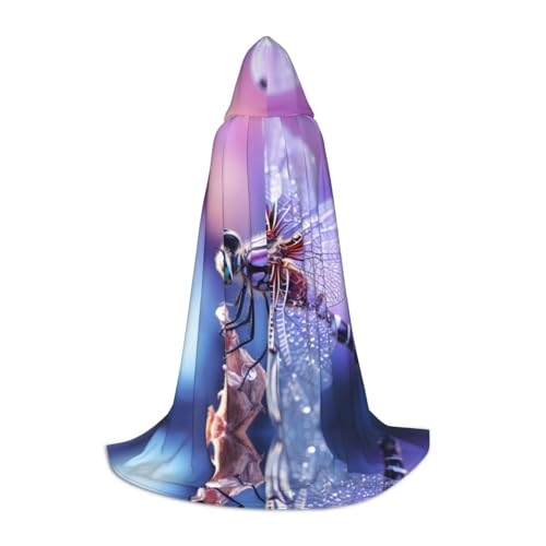 Violetter Libellen-Aufdruck, Halloween-Kapuzenumhang, Maskerade, Cosplay-Kostüm, Unisex, Hexenmantel mit Kapuze, Umhang, Schwarz, Large Violetter Libellen-Aufdruck, Halloween-Kapuzenumhang, Maskerade, Cosplay-Kostüm, Unisex, Hexenmantel mit Kapuze, Umhang, Schwarz, Large von HDSKFNS