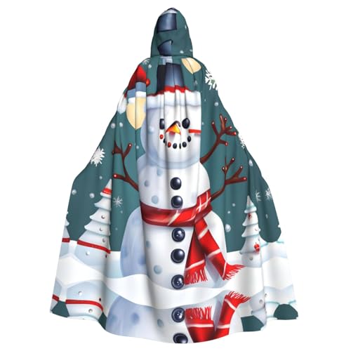Weihnachtlicher Schneemann-Druck, Halloween-Kapuzenumhang für Damen und Herren, Hexenumhang, Robe, Karneval, Cosplay, Kostüm, Partys, Schwarz von HDSKFNS