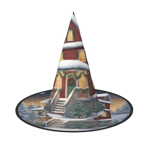 Weihnachtliches Dorfhaus Druck Halloween Hexenhut Zauberer Hut für Partys Perfektes Accessoire für Kostüme Urlaub Party Weihnachtliches Dorfhaus Druck Halloween Hexenhut Zauberer Hut für Partys Perfektes Accessoire für Kostüme Urlaub Party von HDSKFNS