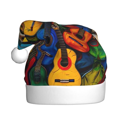 Weihnachtsmütze, Motiv: Akustik und Gitarre, Weihnachtsmannmütze, Kostüm, Zubehör für Weihnachten, Neujahr, Urlaub, Party, Kopfbedeckung Weihnachtsmütze, Motiv: Akustik und Gitarre, Weihnachtsmannmütze, Kostüm, Zubehör für Weihnachten, Neujahr, Urlaub, Party, Kopfbedeckung von HDSKFNS