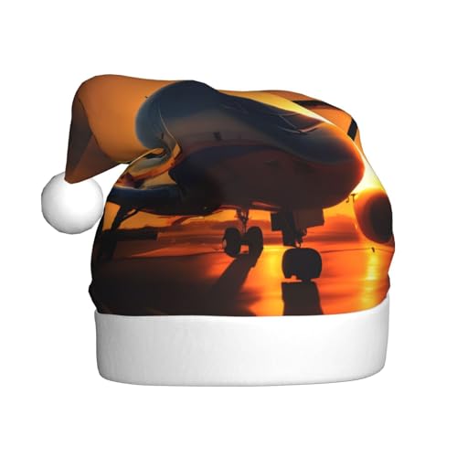 Weihnachtsmütze mit Flugzeug bei Sonnenuntergang, Weihnachtsmannmütze, Kostüm, Zubehör für Weihnachten, Neujahr, Urlaub, Party, Kopfbedeckung Weihnachtsmütze mit Flugzeug bei Sonnenuntergang, Weihnachtsmannmütze, Kostüm, Zubehör für Weihnachten, Neujahr, Urlaub, Party, Kopfbedeckung von HDSKFNS