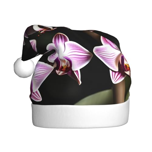 Weihnachtsmütze mit Glocken-Orchideen-Muster, Weihnachtsmannmütze, Kostümzubehör für Weihnachten, Neujahr, Urlaub, Party, Kopfbedeckung Weihnachtsmütze mit Glocken-Orchideen-Muster, Weihnachtsmannmütze, Kostümzubehör für Weihnachten, Neujahr, Urlaub, Party, Kopfbedeckung von HDSKFNS