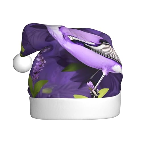 Weihnachtsmütze mit Vogel in lila Lavendel, Blumen-Blumen, Weihnachtsmannmütze, Kostüm, Zubehör für Weihnachten, Neujahr, Urlaub, Party, Kopfbedeckung Weihnachtsmütze mit Vogel in lila Lavendel, Blumen-Blumen, Weihnachtsmannmütze, Kostüm, Zubehör für Weihnachten, Neujahr, Urlaub, Party, Kopfbedeckung von HDSKFNS