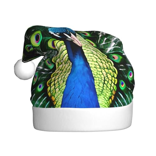 Weihnachtsmütze mit frischem Pfauenmotiv, Weihnachtsmannmütze, Kostüm, Zubehör für Weihnachten, Neujahr, Urlaub, Party, Kopfbedeckung Weihnachtsmütze mit frischem Pfauenmotiv, Weihnachtsmannmütze, Kostüm, Zubehör für Weihnachten, Neujahr, Urlaub, Party, Kopfbedeckung von HDSKFNS