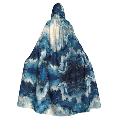 Within The Tides Print Halloween Hooded Cloak for Women Men Witch Cape Robe Carnival Cosplay Costume Parties Black von HDSKFNS