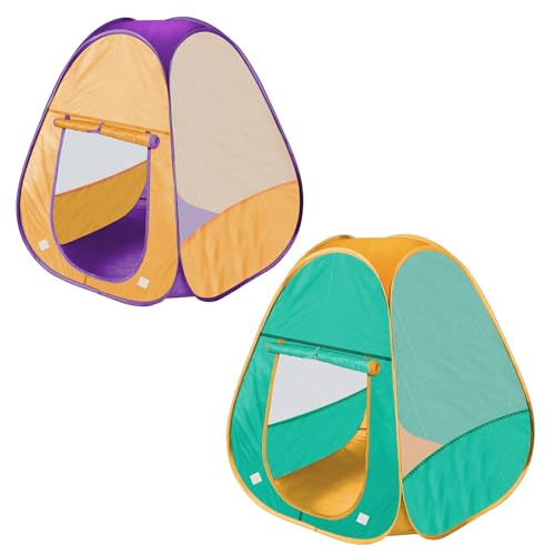 Kinderspielzelt, 2 Stück, Kinderspielzelt für Mädchen und Jungen, automatische Einrichtung und faltbares Spielhausschloss für drinnen und draußen (Grün + Orange) von HDUAWHE