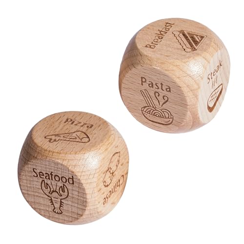 HDdais D6 Essensentscheidungswürfel für Datum, Nacht, Spiele, aus Holz, Essens-Würfel, Geschenk für Paare, Geschenk für Sie und Ihn, Geburtstagsgeschenk für Männer und Frauen, Valentinstag für Sie und von HDdais
