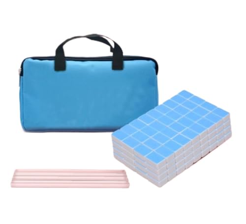 HEAGER Mahjong Mahjong Mahjong-Set für Reagenzglas, tragbar, mit Tasche, 144 klassische Mahjong-Fliesen, Tischdecke (Blau) von HEAGER