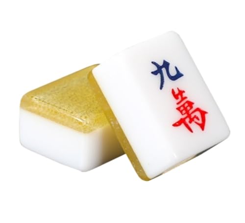 HEAGER Mahjong Reagenzglashalter, Mahjong aus Kristall, Acryl, mit 144 gravierten Fliesen, Unterhaltung, Reisen, Familie, Mahjong (Gold) von HEAGER