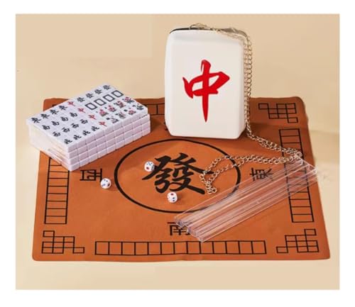 HEAGER Reagenzglashalter, 144 Mahjong-Fliesen, Haushaltshand-Mahjong-Fliesen, Handspiel mit Tasche, Tischdecke, Kartenlineal (Bianco) von HEAGER