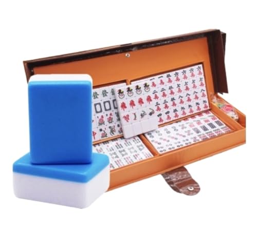HEAGER Reagenzglashalter, Mahjong-Set, MahJongg-Fliesen-Set, 160 Spielsteine, klassisches Mahjong-Spielset mit Koffer (Blau) von HEAGER