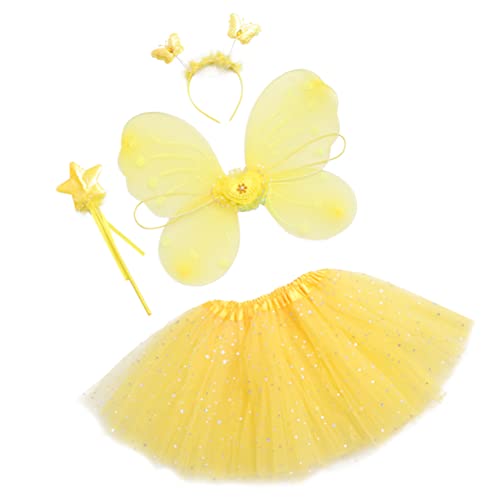 HEALEEP 1 Satz Feenkostüm Set für Mädchen Teiliges Set mit Tüllrock Schmetterlingsflügeln und Zauberstab für Karneval Geburtstagsfeiern und Fotoshootings von HEALEEP