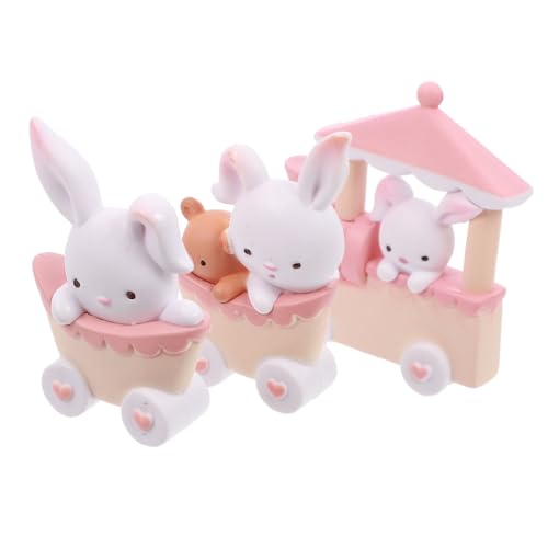 HEALEEP 1 Satz Teiliges Set Niedliche Kaninchen Harz Kuchendekoration Tortenfiguren für Hochzeit Geburtstag Ostern und Partys Tortenaufsätze Rosa und Weiß von HEALEEP