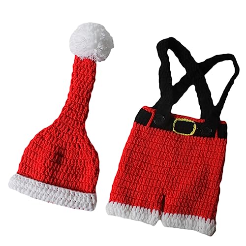 HEALEEP 1 Set Weihnachtskostüm Kinderfotografie Anzug Säugling Weihnachtsmann Kostüm Weihnachtskostüme Für Babys Mädchen Outfit Weihnachten Foto Requisiten Babykleidung Baumwolle Rot von HEALEEP