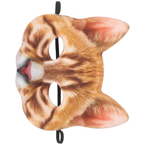 HEALEEP 1 Stück Halbgesicht Katzenmaske für Halloween und Karneval Unisex Cosplay Tiermaske Lustigem Design für Maskenbälle Kostümpartys und Festivals Orange Cat Style von HEALEEP
